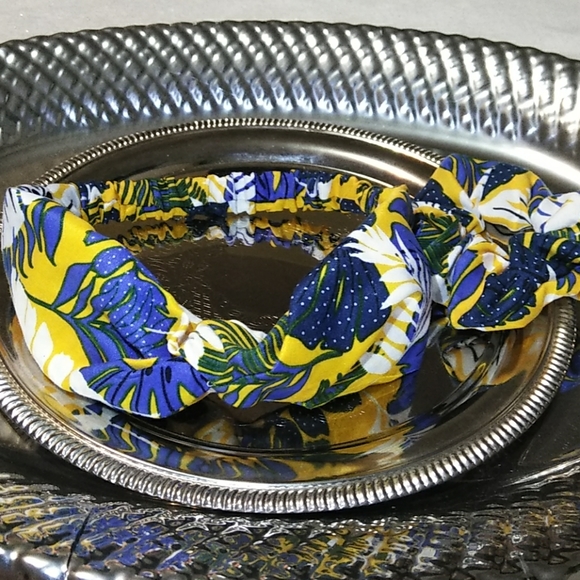 🌴NEW 2 PIECE SET PALM LEAVES HEAD WRAP&SCRUNCHIE - Picture 1 of 5